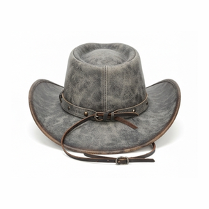 Hot Selling Premium Genuine Leather Cowboy <b>Hat</b> Vintage <b>Western</b> Cowgirl Ranch <b>Hat</b> Custom Branding OEM Wholesale Supplier - Product Image 4