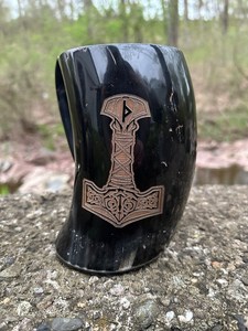 Cuerno Vikingo para Beber con Diseño de Martillo de Thor, Estilo Coreano, Desechable, Ecológico, con Asa para Bebidas, Cerveza, Café, Estilo Medieval - Product Image 2