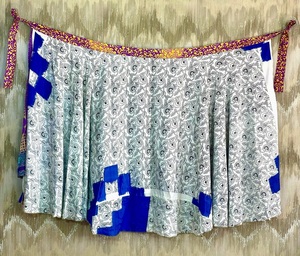 Vintage Recycled Silk Wrap <b>Skirt</b> | Handmade Reversible Maxi | <b>Boho</b> Floral Beach Dress with Belt | Breathable One Size - Product Image 3