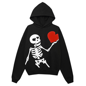 Sudadera con Capucha Negra para Hombre, Diseño de Esqueleto con Corazón Rojo, Estilo Casual para Otoño, Superventas y Tendencia 2026 - Product Image 3