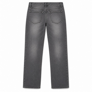 Jean en denim pour femme, taille mi-haute, coupe droite, avec fermeture éclair discrète et poche à monnaie - Gris fumé - Product Image 2