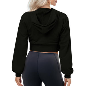 Conjunto Deportivo de Invierno 2026 Personalizado de Algodón y Felpa para Mujer, Sudadera Corta Oversize con Capucha y Top Corto - Product Image 3