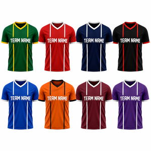 Maillot de football personnalisé grande taille à manches courtes, col en V, pour équipe, séchage rapide, vêtements d'équipe, fabricant OEM ODM, unisexe - Product Image 2