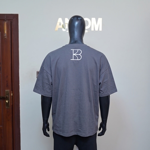 Fabricant de vêtements en gros, t-shirts pour hommes personnalisés en coton/fibre de bambou 220g, respirants, écologiques, à épaules tombantes - Product Image 2