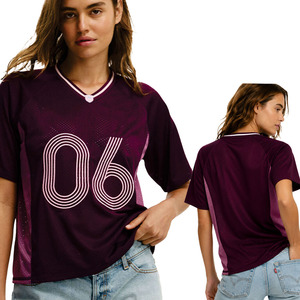 Camiseta Deportiva de Fútbol Americano para Mujer, Estilo Holgado, Cuello en V, Malla Transpirable, Uniforme de Equipo, Personalización de Número, Producción al por Mayor - Product Image 5