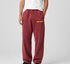 Pantalon de jogging gris surdimensionné à jambe large avec passepoil en molleton de coton, personnalisé OEM, grandes tailles, pour femme - Product Image 1