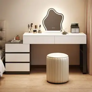 JY Vietnam Furniture's Modern 2024 Roble Maquillaje Vanidades Diseño elegante Modular Madera dura Espejo Baño Vietnam Hot Bedrooms - Product Image 1