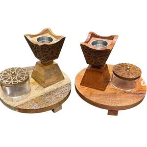 Quemador de incienso de madera artesanal, set de regalo con caja, soporte para incienso árabe Oud con caja de almacenamiento, Mabkhara decorativa - Product Image 3