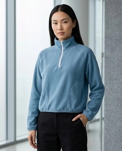Veste en polaire unie pour femme avec fermeture éclair intégrale, col montant, coupe classique, pour l'automne et l'hiver - Product Image 6