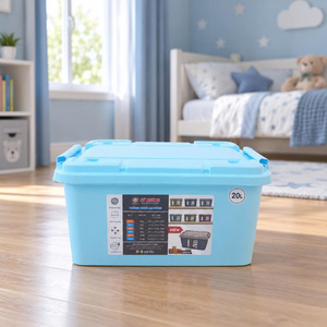 Boîte de rangement en PP de 20 L avec couvercle, bac de rangement en plastique empilable, conteneur rectangulaire épais et durable pour la maison et le salon - Product Image 2