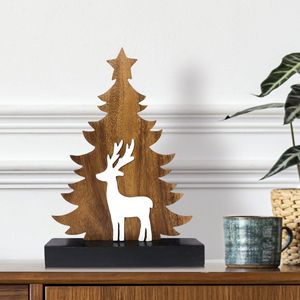 Handcrafted <b>Wooden</b> and MDF <b>Christmas</b> <b>Tree</b> Festive Table Top Accent for <b>Christmas</b> Season - Product Image 1