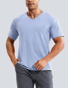 Camiseta Elegante con Cuello en V para Hombre, de Algodón Suave, Manga Corta, Informal, Cómoda, Transpirable, Ligera, Corte Ajustado, para Uso Diario - Product Image 3