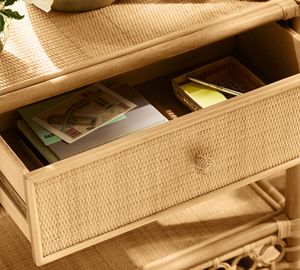 High Quality Wholesale Rattan Nightstand Woven <b>End</b> <b>Table</b> Bedside Cabinet with Drawer & Shelf Suitable For Bedroom Decor - Product Image 5