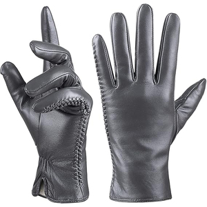 Guantes de cuero de moda premium para mujer con forro de angora y puntas de los dedos táctiles para el lujo del invierno - Product Image 4
