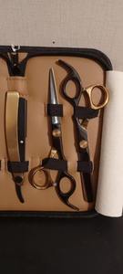 Kit de coiffure professionnel pour salon de coiffure, avec peigne, pince, rasoir noir, ciseaux de coupe de cheveux professionnels, qualité supérieure - Product Image 2