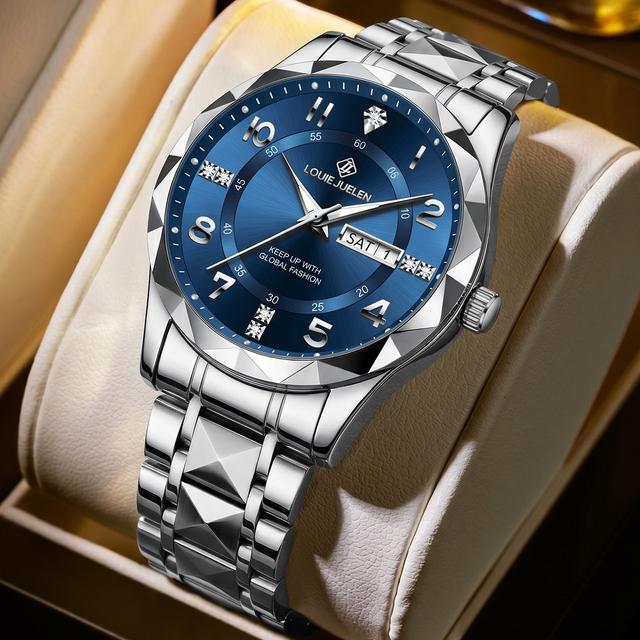 Orologio Uomo Oem Luxury Watches Men's Wristwatch 42MM Calendar Diamond Quartz Watch Mens Luminous Stainless Steel Watch for Men