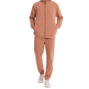 Unisex Casual Tracksuit Set Solid Color Full <b>Zip</b> <b>Hooded</b> Sweatshirt With Side Pockets Polyester Joggers Autumn Wear - Product Image 1