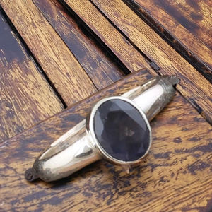 Anillo de Boda Clásico con Zafiro Azul Facetado, Certificado, Plata de Ley 925, Gema Ovalada Hecha a Mano, Elegante para Hombre y Mujer - Product Image 1