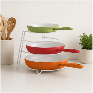 4-Tier Frying Pan Organizer <b>Rack</b> for <b>Kitchen</b> Cabinet Space-Saving Pot Holder Metal <b>Storage</b> Stand for Countertop and Pantry - Product Image 2