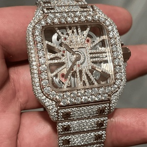 Reloj Mecánico con Incrustaciones de Diamantes en Tono Oro Rosa, Esfera Cuadrada, Estilo Tourbillon, para un Look de Lujo - Product Image 1