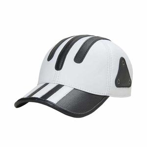 Unisex Sporty Baseball Cap White Black Striped Breathable Polyester Adjustable Fit Spring Summer Adults <b>Hat</b> - Product Image 1