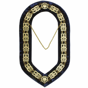 Collar de Cadena G Masónico de Alta Calidad para Past Master, con Decoración de Lentejuelas Azules, Característica Magnética, Insignia Cosible y Técnicas de Plateado - Product Image 1