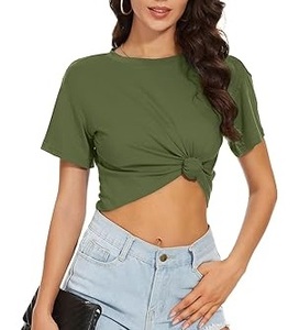 T-shirt court sexy pour femme en coton respirant de qualité supérieure, idéal pour l'été, faible MOQ - Product Image 2