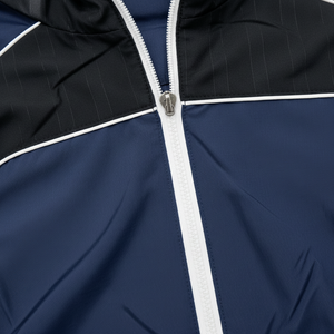 Ensemble de survêtement unisexe bleu et noir à blocs de couleur, avec capuche, fermeture éclair, manches longues, pantalon de sport athlétique avec poches latérales, idéal pour l'automne - Product Image 6