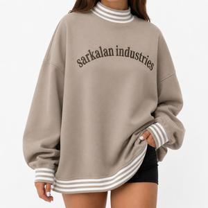 Suéter de Cuello Alto para Mujer, Felpa de Algodón Suave, Bordado e Impresión Personalizados, Corte Holgado, Ropa al por Mayor de Marca Privada - Product Image 1