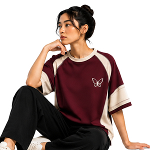 Custom Womens Boxy Fit T Shirt Premium Cotton Short Sleeve Casual Streetwear Tee Private Label OEM ODM Bulk Clothing Manufacture - Product Image 5