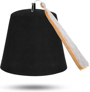 Gorro Masónico Fez Liso - Lana Marrón con Borlas de Varios Colores 100% Lana Solo Lavado a Mano - Product Image 6