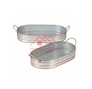 Galvanisez les pains en métal et le panier de plateau en métal de portion de bouteille de lait avec des poignées en métal - Product Image 1