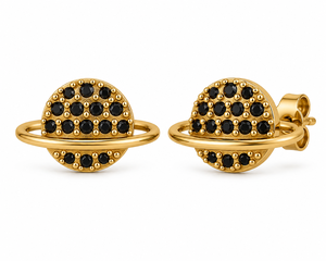 Pendientes de Saturno Chapados en Oro con Circonita, Plata de Ley 925, Joyería Delicada para Mujer, para Fiestas y Uso Diario - Product Image 2