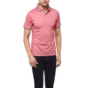 Polo à manches courtes rose pour homme, couleur unie, décontracté, en coton tricoté respirant, boutonné devant, coupe classique - Product Image 4