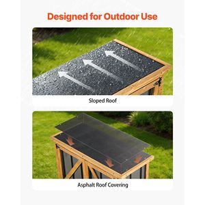 Abri de rangement pour outils de jardin 33,86" x 37,4" en bois et métal avec portes verrouillables, toit incliné, imperméable - Product Image 3