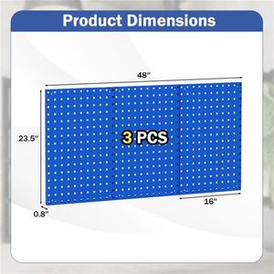 Navy 4 Ft. <b>Wall</b> Mounted Pegboard <b>Wall</b> Organizer Kit Metal Toolboard for Efficient <b>Wall</b> <b>Storage</b> - Product Image 2