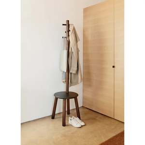 WOODEN <b>COAT</b> HANGER <b>STAND</b> WITH SEAT <b>FREESTANDING</b> CLOTHES RACK WITH HOOKS FOR ENTRYWAYBEDROOM HOME - Product Image 3