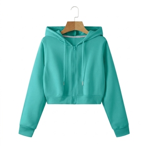 Sudadera Corta Lisa de Alta Calidad para Mujer, Estilo Urbano, Oversize, Fabricantes de Sudaderas Cortas Lisas - Product Image 1