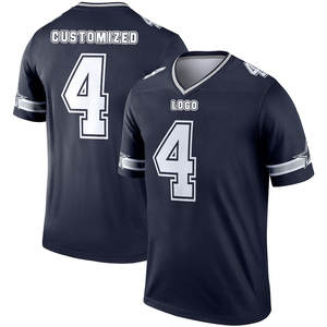 Camiseta de Fútbol Americano Unisex Azul Marino, Cuello en V, Manga Corta, Absorbe la Humedad, Impresión por Sublimación, Número 4, Equipo 00, Ajustada, 100% - Product Image 3
