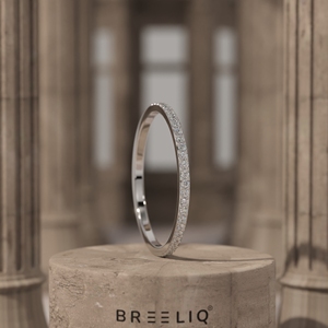 14K Solid Gold Lab Grown Diamond Micro Prong Eternity Ring Ultra Thin Stackable Diamond Band Delicate Minimal <b>Wedding</b> Jewelry - Product Image 1