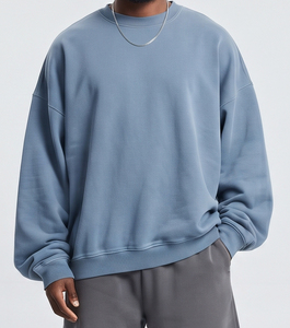 <b>Men's</b> Oversize Crew Neck Sweatshirt 100% Cotton French Terry Casual Pullover Winter Wear 30GGSM Drop Shoulder Sweatshirt <b>Men</b> - Product Image 4