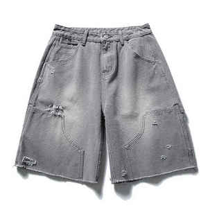 Shorts en jean décontractés pour hommes, taille mi-haute, style streetwear d'été, fabrication professionnelle - Product Image 5