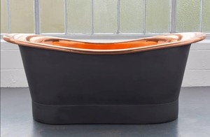 Baignoire autoportante ovale en cuivre massif noir mat, faite à la main, prix de gros, pour salle de bain de luxe - Product Image 1