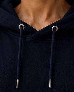 Sudadera con Capucha Oversize Azul Marino para Mujer, Lisa, de Algodón y Felpa, Estilo Casual Urbano con Hombros Caídos, Ideal para Invierno - Product Image 6