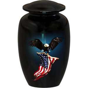 <b>Black</b> <b>And</b> <b>Gold</b> Crackle Pattern Cremation Urn With Artistic Stone Effect <b>And</b> Luxurious Finish - Product Image 2