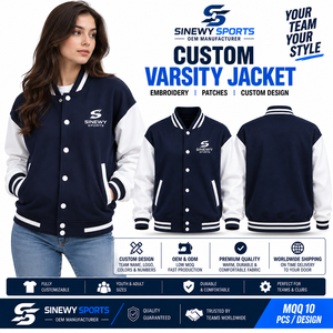 Veste de baseball SINEWY SPORTS bleu marine et blanc, coupe classique, style preppy, pour homme, vêtements décontractés d'automne - Product Image 6