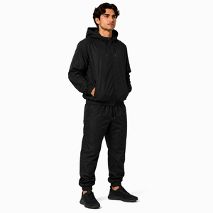 Ensemble de survêtement athlétique pour homme, couleur unie, haute élasticité, respirant, anti-rétrécissement, coupe ample, hiver - Product Image 3