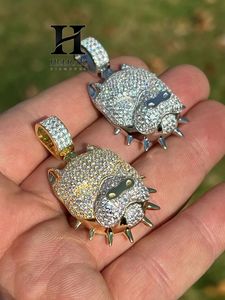 Hip Hop Iced Out American Bully Pendant Custom Real Lab Grown Diamond Sterling <b>Silver</b> Gold Plated Mens Bling Dog <b>Charm</b> Necklace - Product Image 5