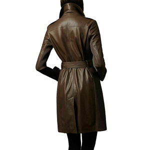 Manteau long en cuir véritable pour femme, taille adulte, design personnalisé de qualité supérieure, manteau trench, veste en cuir pour femme, marron - Product Image 5