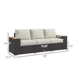 Set Divano da Esterno a Tre Posti in Rattan PE Impermeabile con Telaio in Alluminio Lavabile per Giardino, Patio o Appartamento - Product Image 4